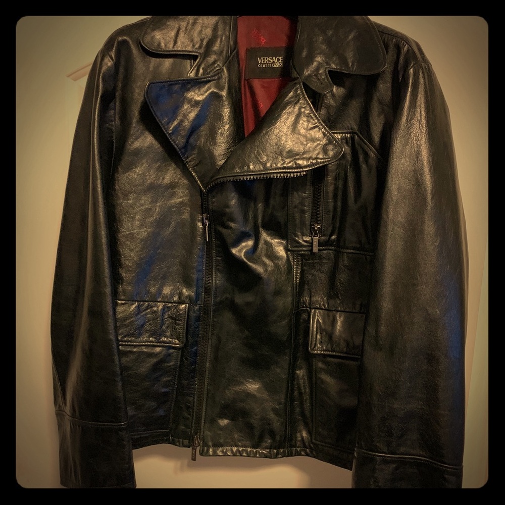 Men’s  Versace classic V2 leather jacket